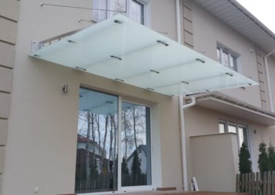 Zadaszenie szklane, szkło mleczne, stal nierdzewna